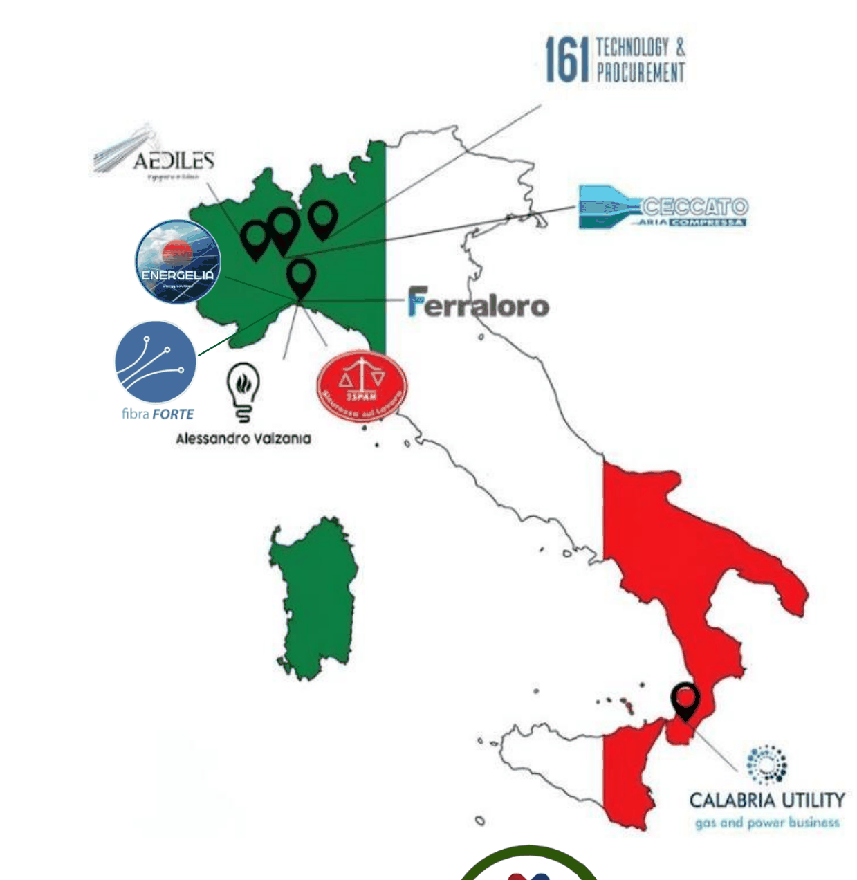 Mappa dei partner della rete Enercubica in Italia